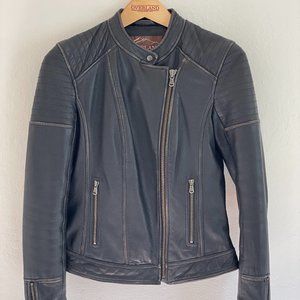 OVERLAND Chelsea Lambskin Leather Moto Jacket XS
